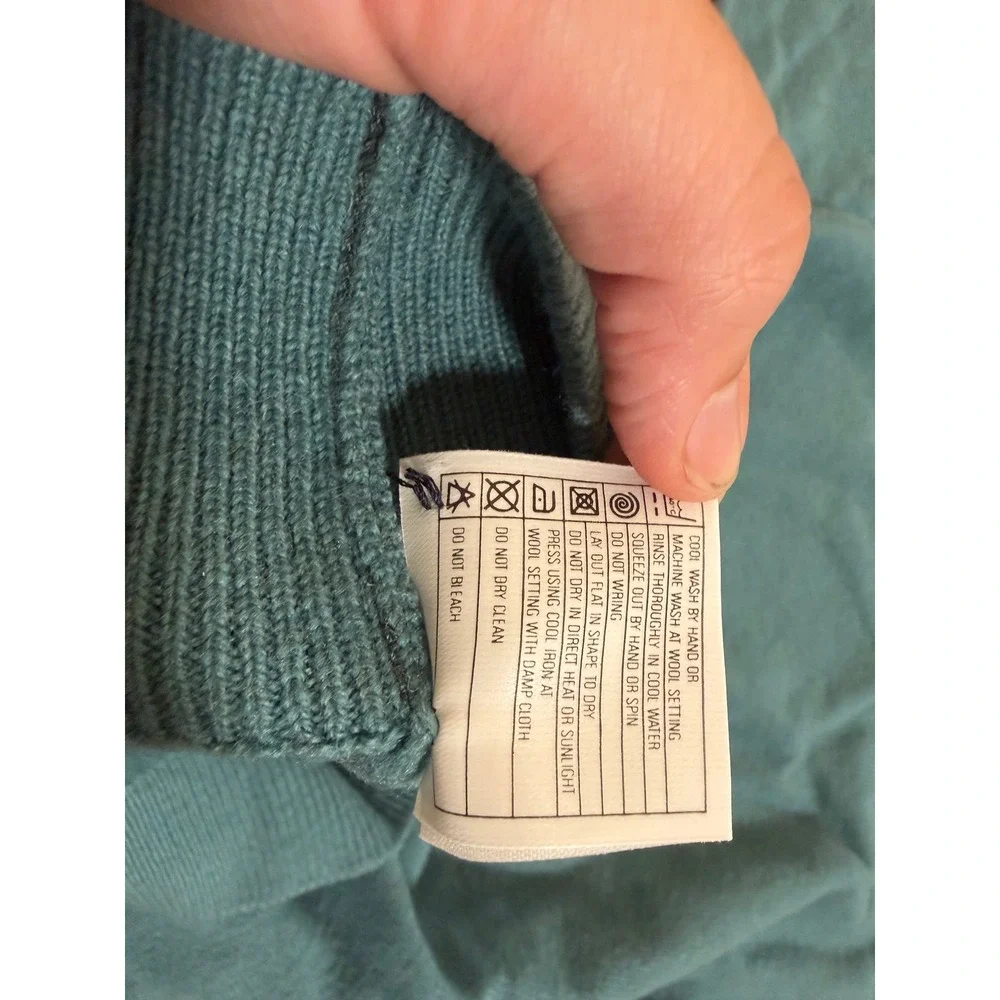 Pringle of Scotland Mens Large Teal Pure New Wool Crewneck Sweater Made Scotland - Picture 9 of 10